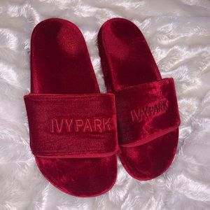 Ivy park red suede slides 🍒